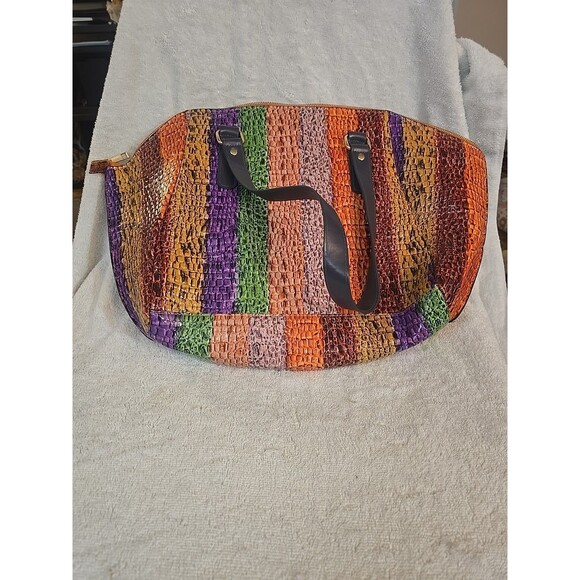 Sondra Roberts Squared Multicolored Faux Leather Shoulder Bag Handbag Purse - Picture 1 of 8